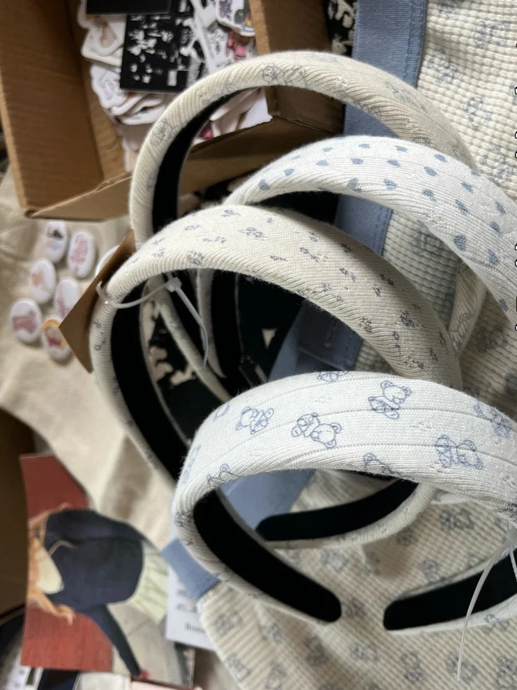 Cute printed headband for women all season casual cotton full-color headband sweet Y2K streetwear pre made fashionable headband 241205