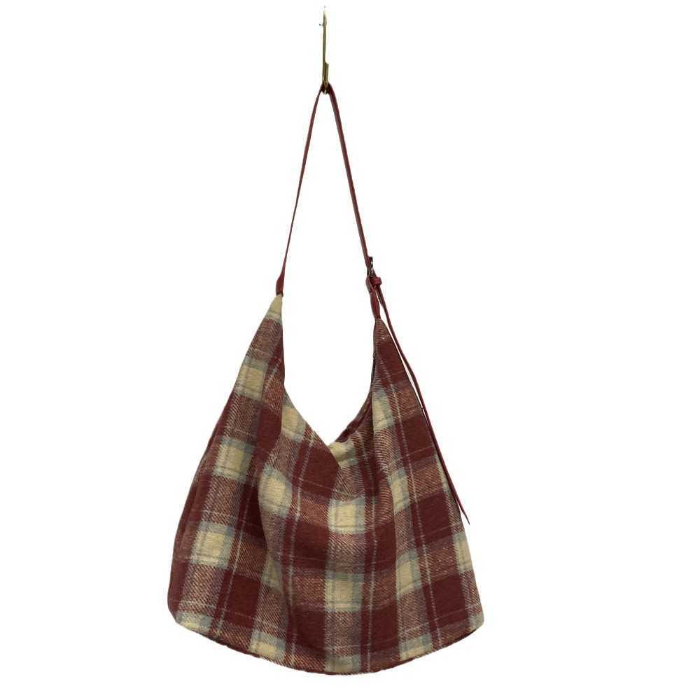 Personalized East Gate Autumn Plaid Leopard Pattern Fashion Woolen Personalized Plaid Tote Bag Casual Versatile Shoulder Bag 241215