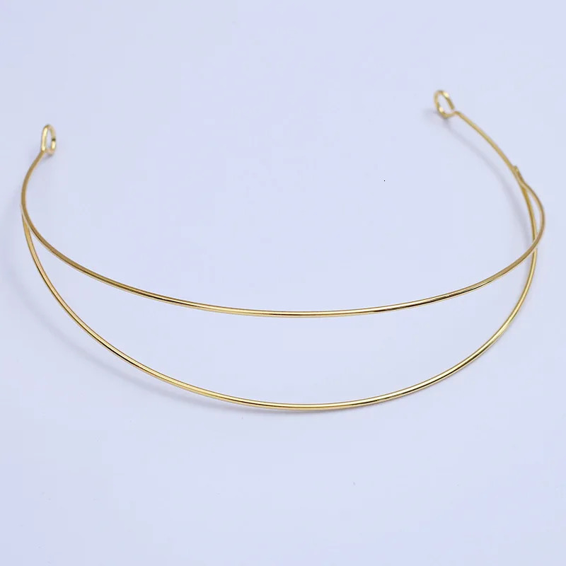 3pcs Metal Hairband Twoline Bride Crown Headdress Gold Silver Hairwear Head Hair Bands Base Setting Jewelry Components Wedding 241122