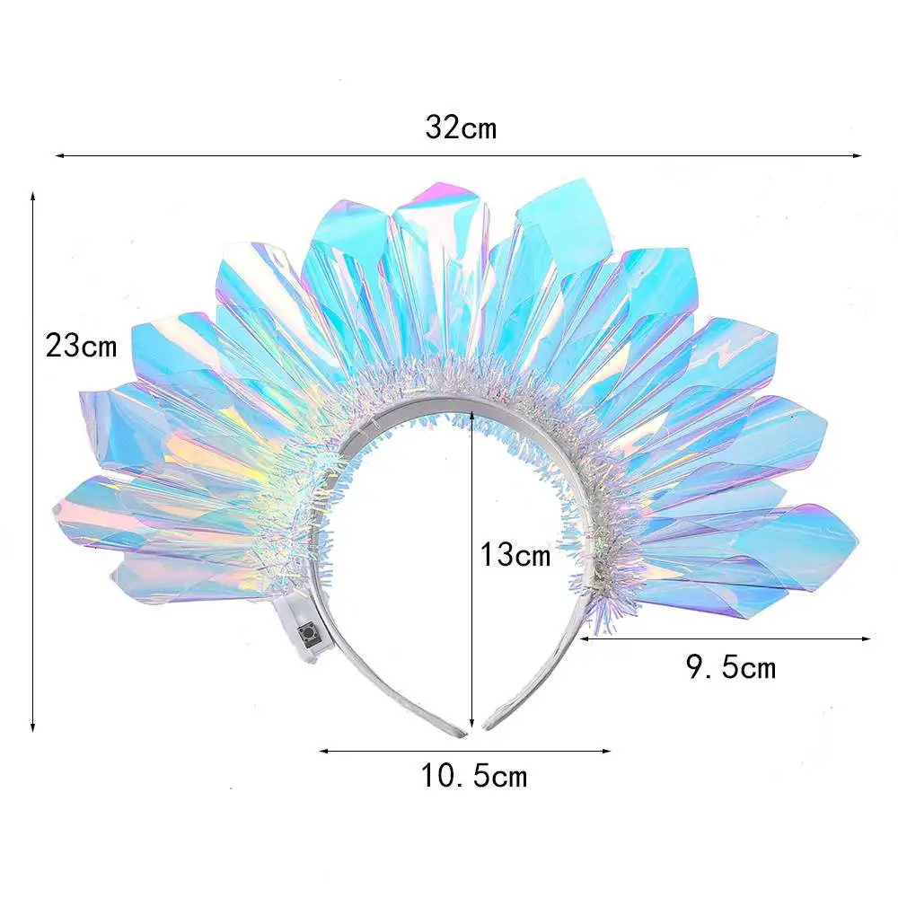 Light up Headband Glowing Crown Singers LED Laser Hairband Flashing Headdress Luminous Nightclub Cosplay Party Headwear 241122