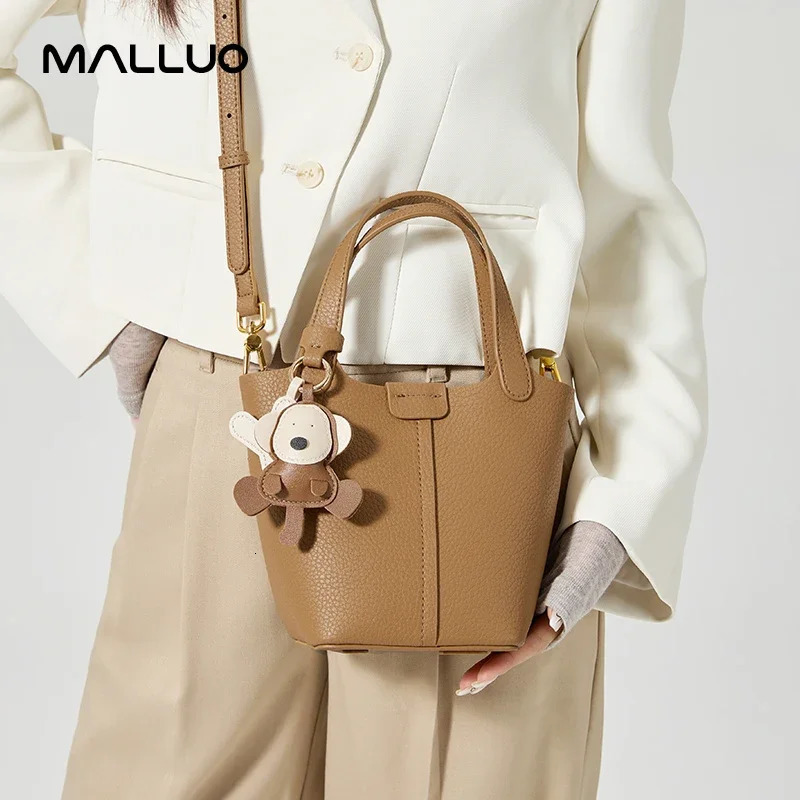 Womens Cowhide Genuine Leather Small Shoulder Bag y ner Handbags Ladies Bucket Tote Crossbody Mini Bags for Female 241204