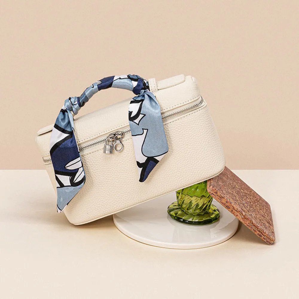 Female LP Leather Handbag Gentle Temperament White Small With Cowhide Top Layer Single Shoulder Crossbody Square Bag Bags 241204