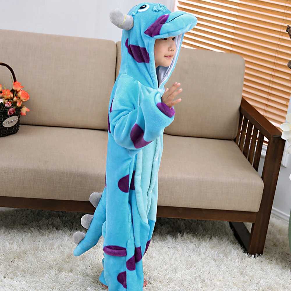 Pajamas Mike and Sullivan Monster Kigurumi Jumpsuit For Children Kids Onesies Pajamas Cosplay Costume Clothing For Halloween Carnival H241205