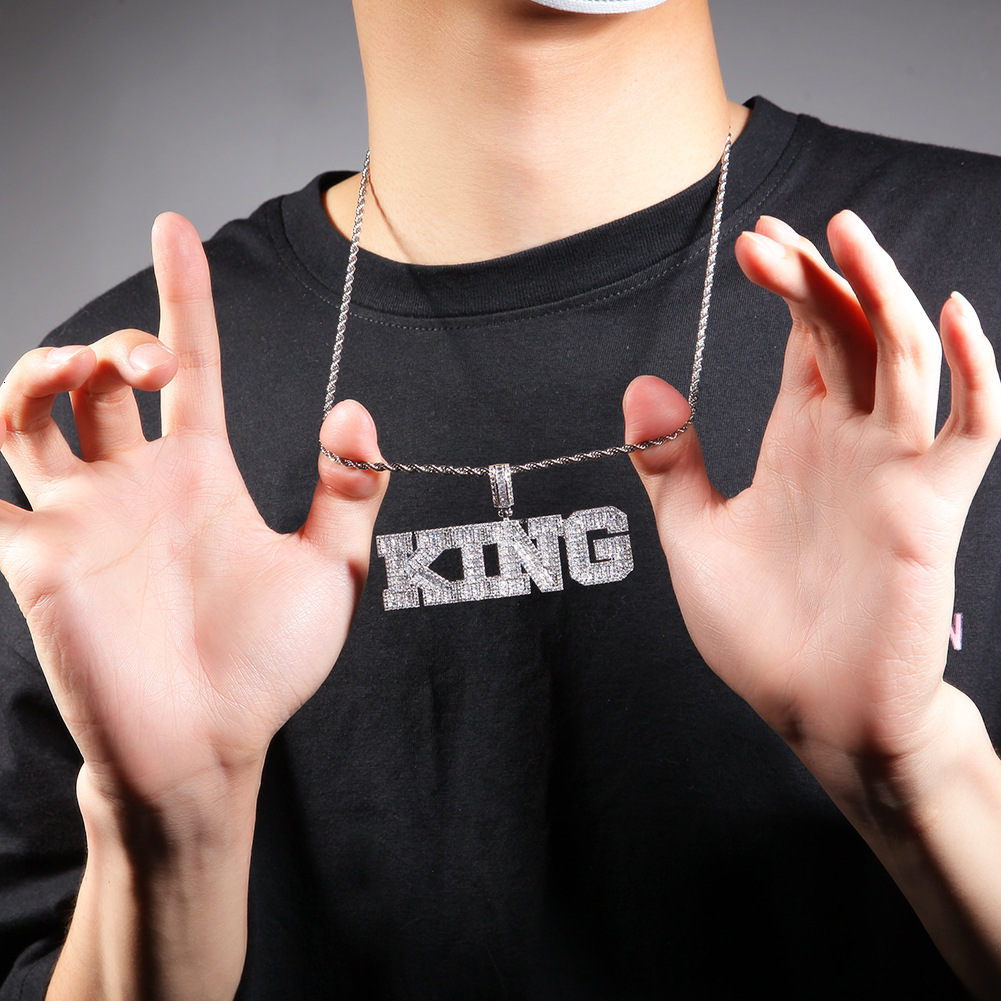 Top Quality Square Cubic Zirconiaium Custom Name Letter Pendant With Copper Inlaid Cubic Zirconia DIY Initial Letters Necklace Full Diamond Jewelry Co