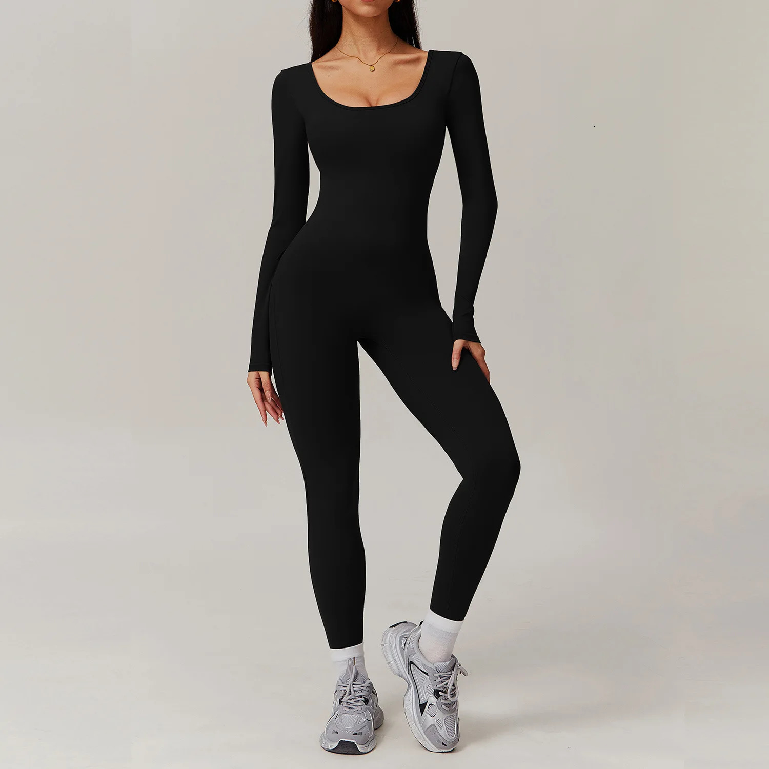 Gym Set Yoga Jumpsuit Women Training Yoga Clothes Sports Rompers Sportswear Long Sleeve One-Piece Fitness Bodysuit Tracksuits 241204