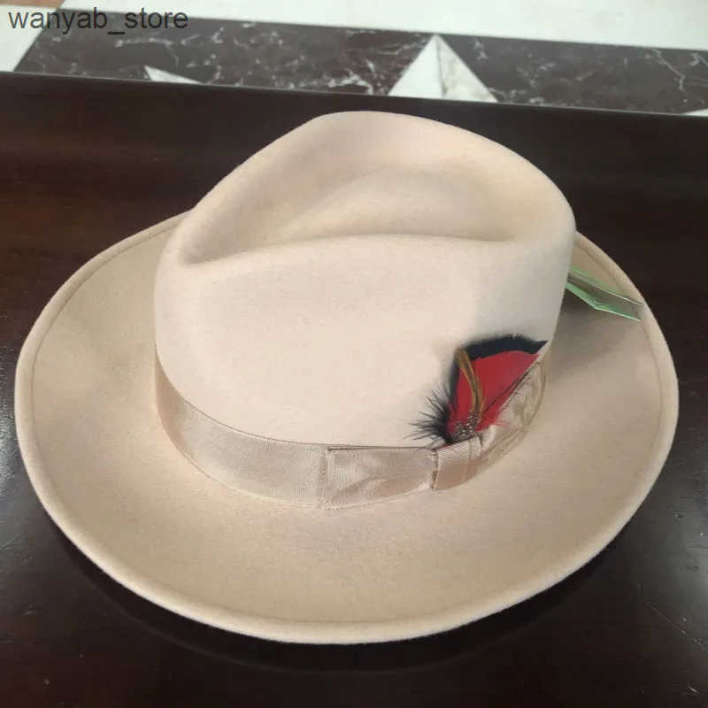 Cloches H3571 Womens Felt Fedoras Hat Mens Jazz Hat Womens Autumn and Winter Church Party Outdoor Shopping Simple Casual Hat L240910