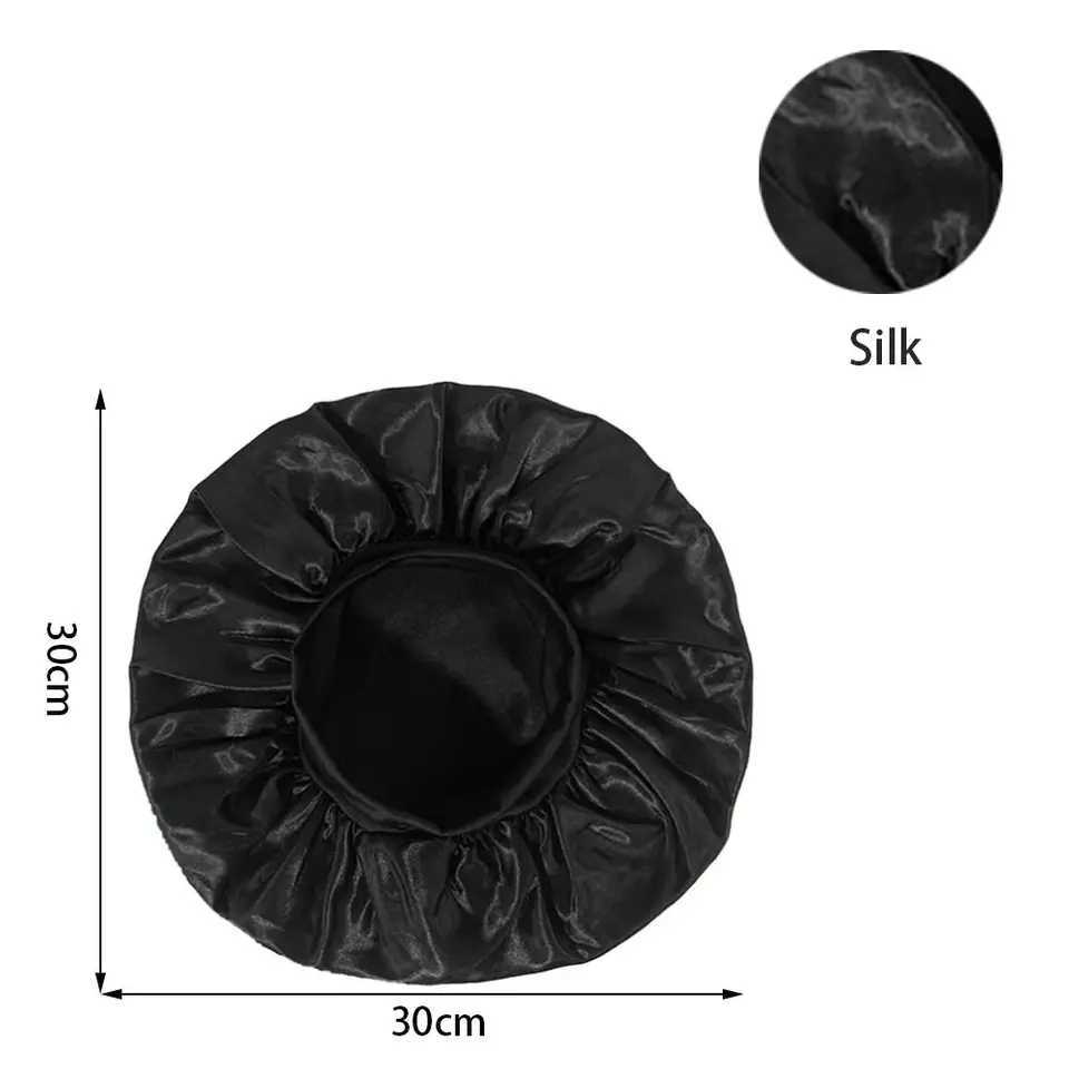 Soft Long Hair Care Bonnet Imitation Silk Solid Satin Shower Cs Large Elastic Edge Wr Night Sleep Hat for WomenXJ241205