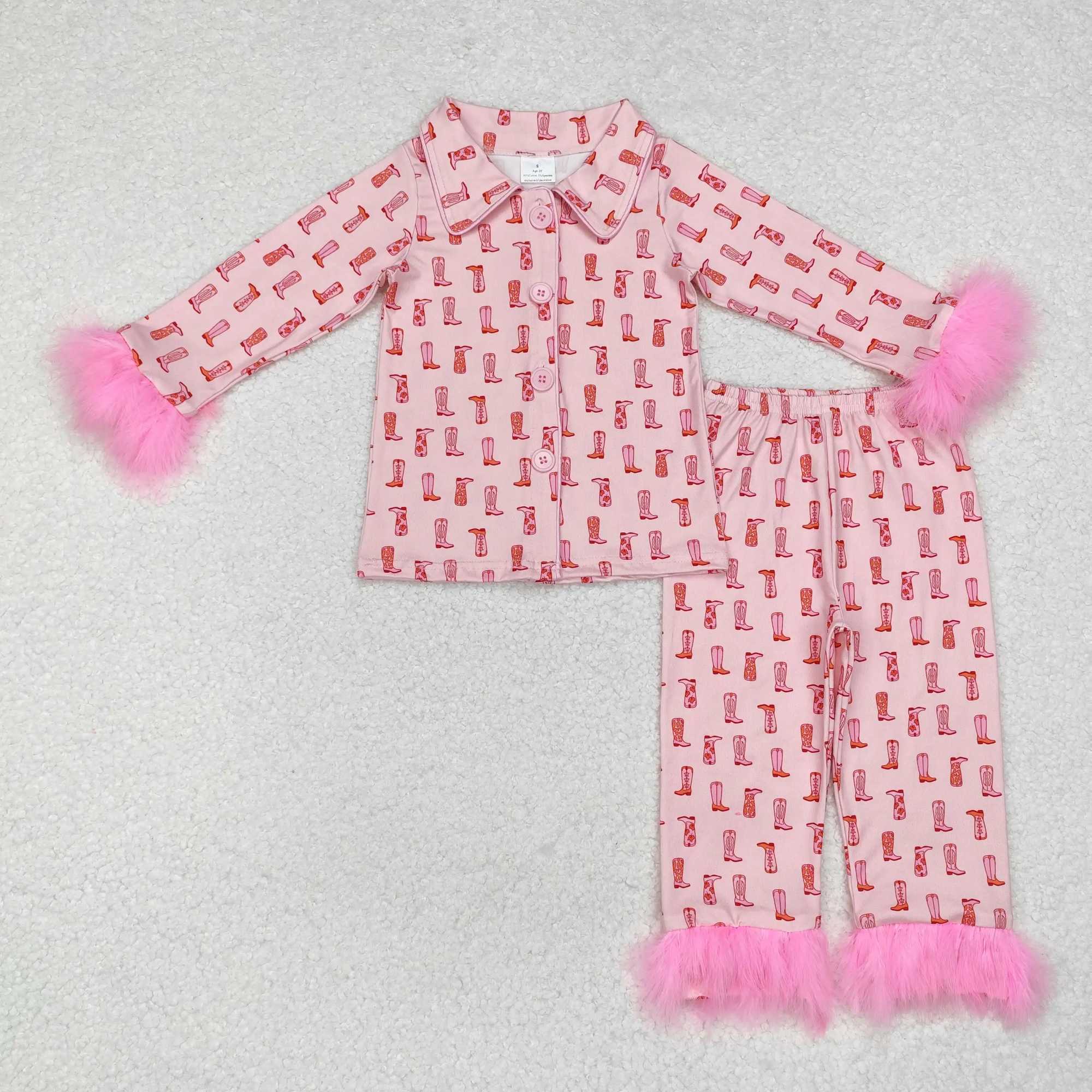 Pajamas Wholesale Hot Sale Toddler Baby Girl Christmas Santa Pajamas Clothing Kids Long Sleeves Tops Fur Sets Children Sleepwear Outfits H241205