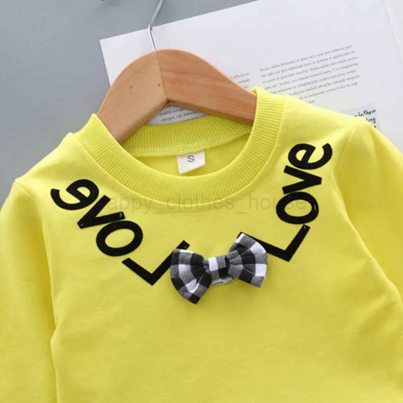 2Pcs/set Autumn Girls Clothes Sets Children Sweet Bowknot Long Sleeve Pullover T-shirt + Denim Pants Kids Loungewear SuitsXJ241205