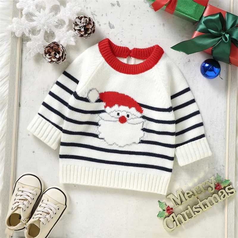 Cute baby reindeer knitted sweater with Christmas snowflake print for warmth long sleeved zipper baby knitting suitable for young children girls and b