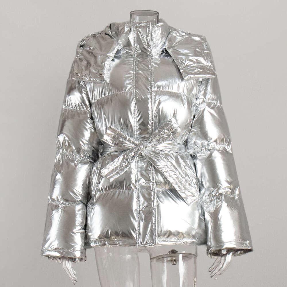 Hooded women's sports outdoor glossy bread European American autumn and winter cotton jacket, 2024 new casual versatile fashion clothing