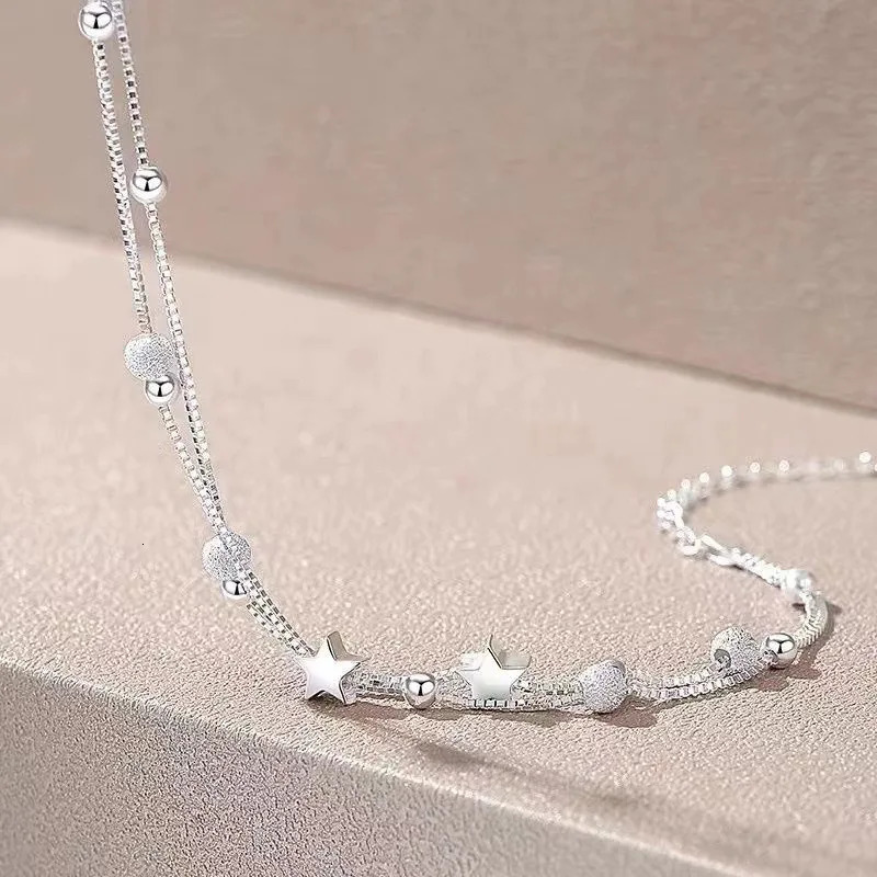 925 Sterling Silver Star Beaded Bracelets For Women Original Double Layered Adjustable Bracelet Party Jewelry 241122