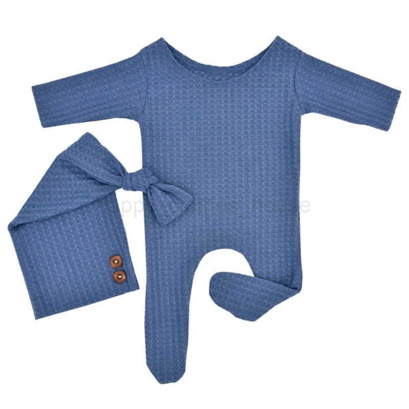 2 Pcs/Set Baby Hat Romper Newborn Photography Props Knitted Jumpsuit Long Tail Cap Kit Infants Photo Shooting Clothing OutfitsXJ241205