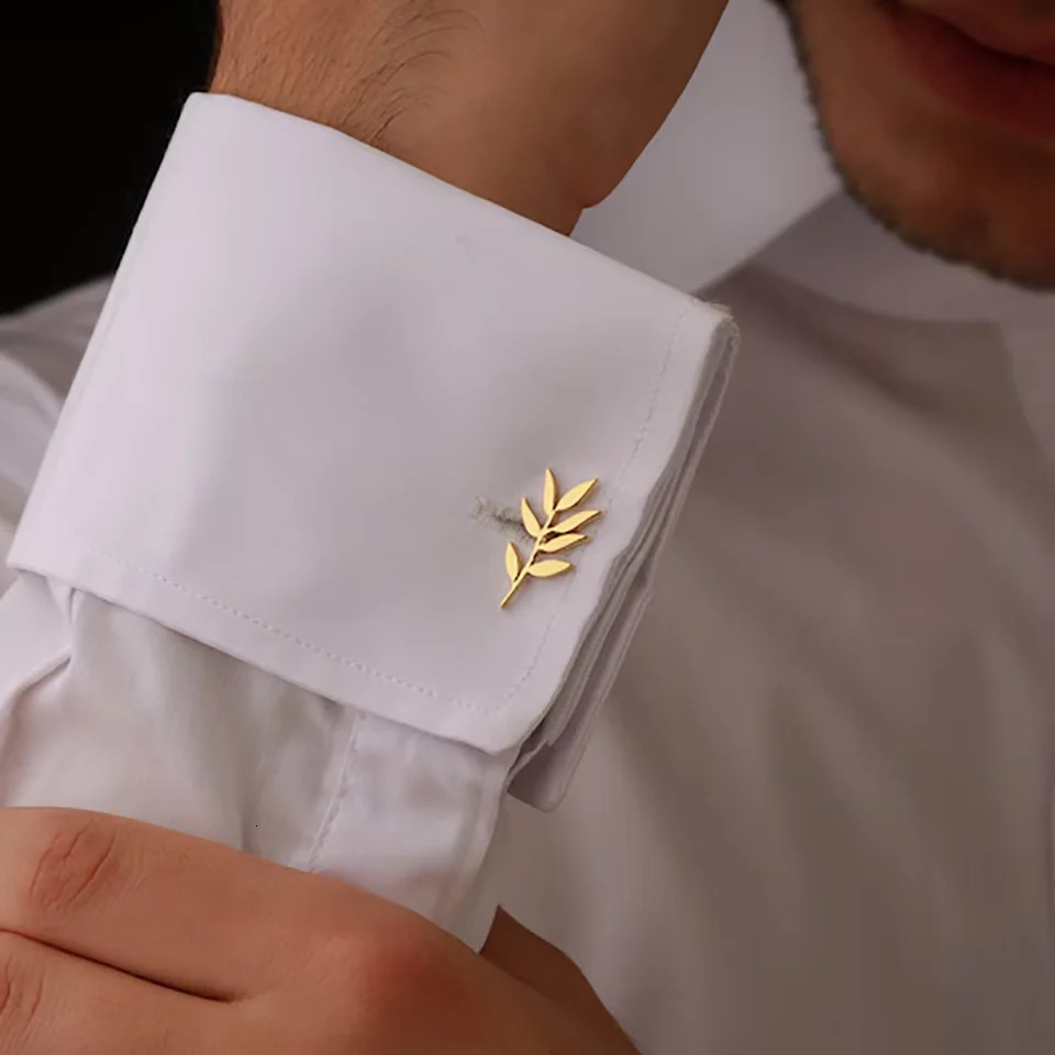 Personalized Olive Branch Cufflinks Simple And FashionableStainless Steel Classic Cufflinks Holiday Gifts For Friend. 241204