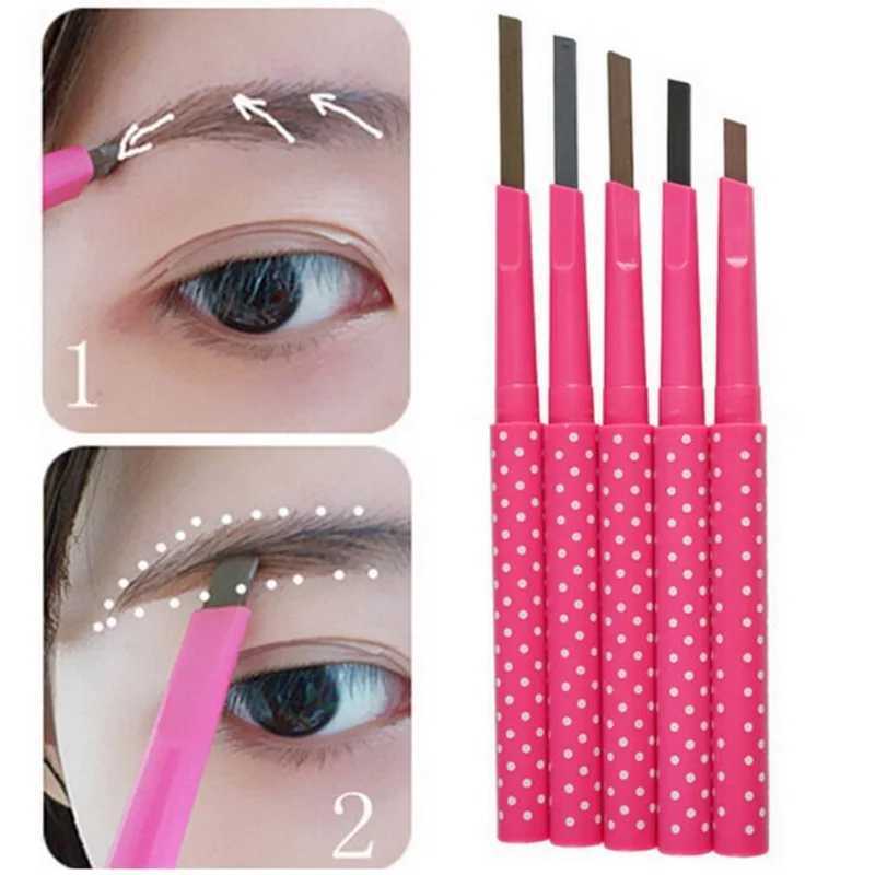 Waterproof durable 5-color black gray brown eyebrow pencil eyebrow liner powder shape makeup tool pen with template W241205