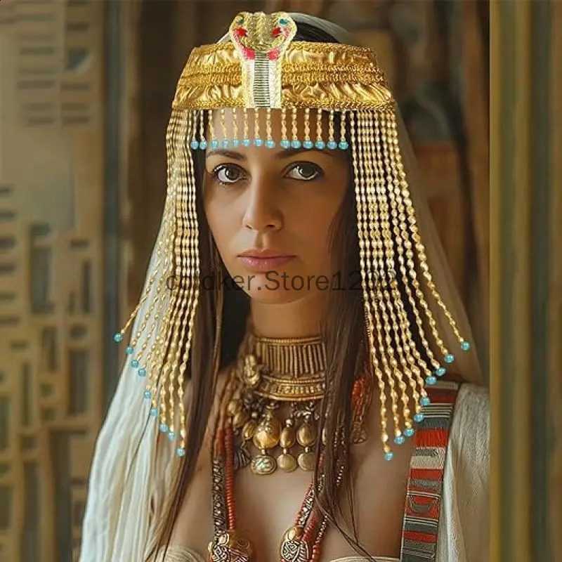 Womens Egyptian Headpiece Costume for Women Accessories Beaded Headdress Cleopatra Hat Jewelry Carnival Party Crown 241122