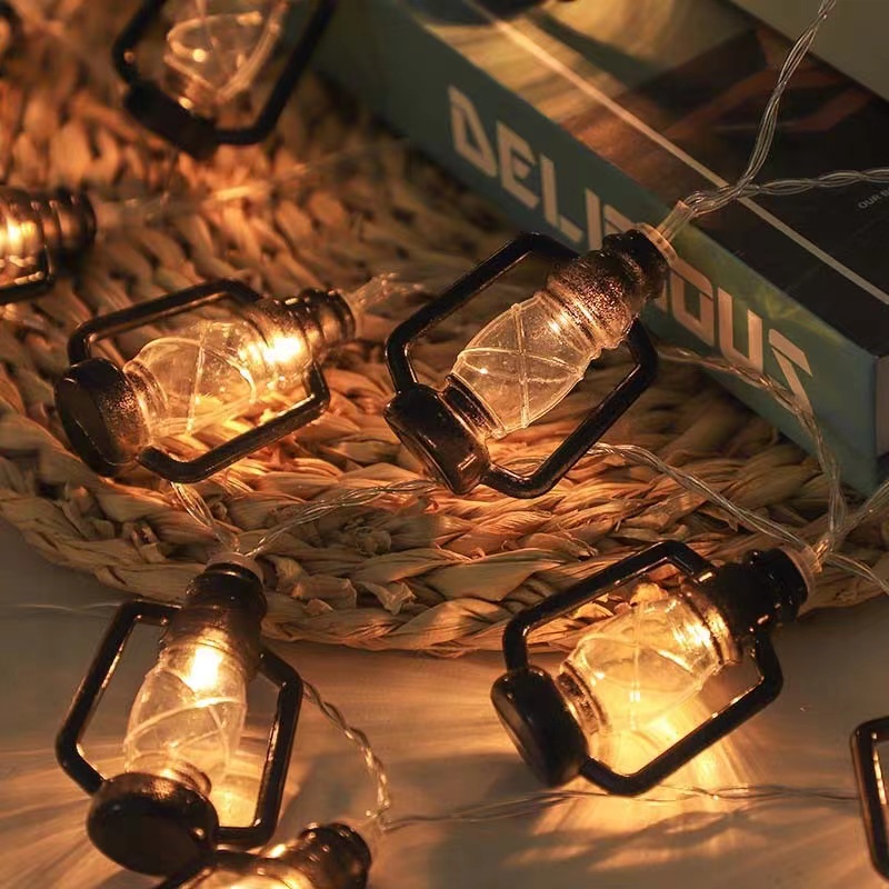 Outdoor Decoration Vintage Kerosene Bottle Lights Tent Canopy Decoration Camp Setup Colourful Light String
