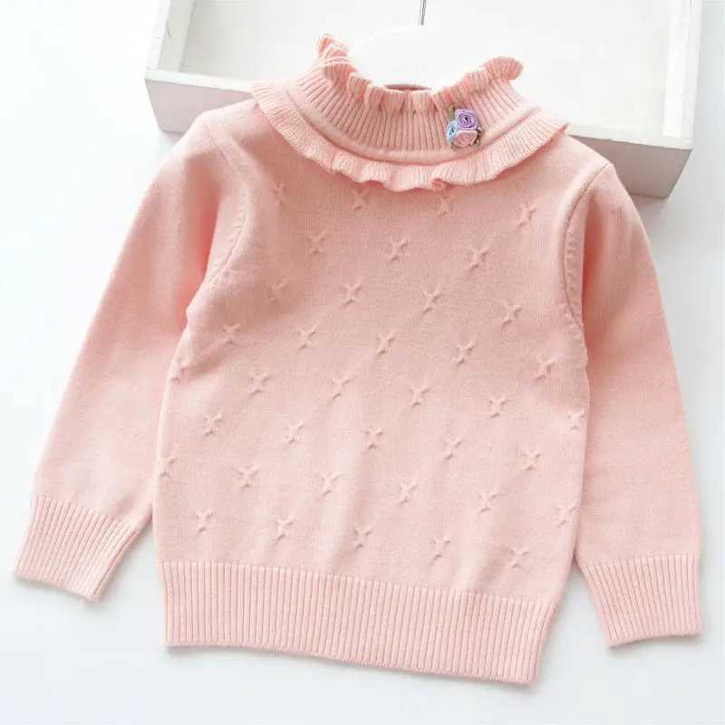 New Womens Sweater Spring/Autumn Childrens Knitted Clothing Solid Pull Flower Womens Sweater 3-11Y BC744 W241205