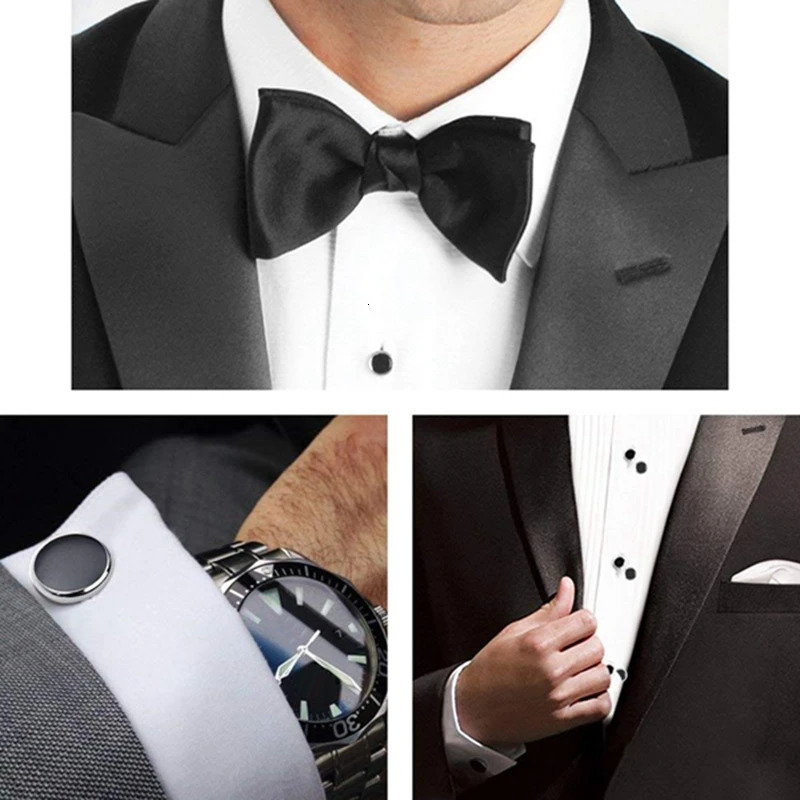 Cufflinks and Studs Set for Tuxedo Shirts Business Wedding 2 Cufflinks and 6 Studs 241204