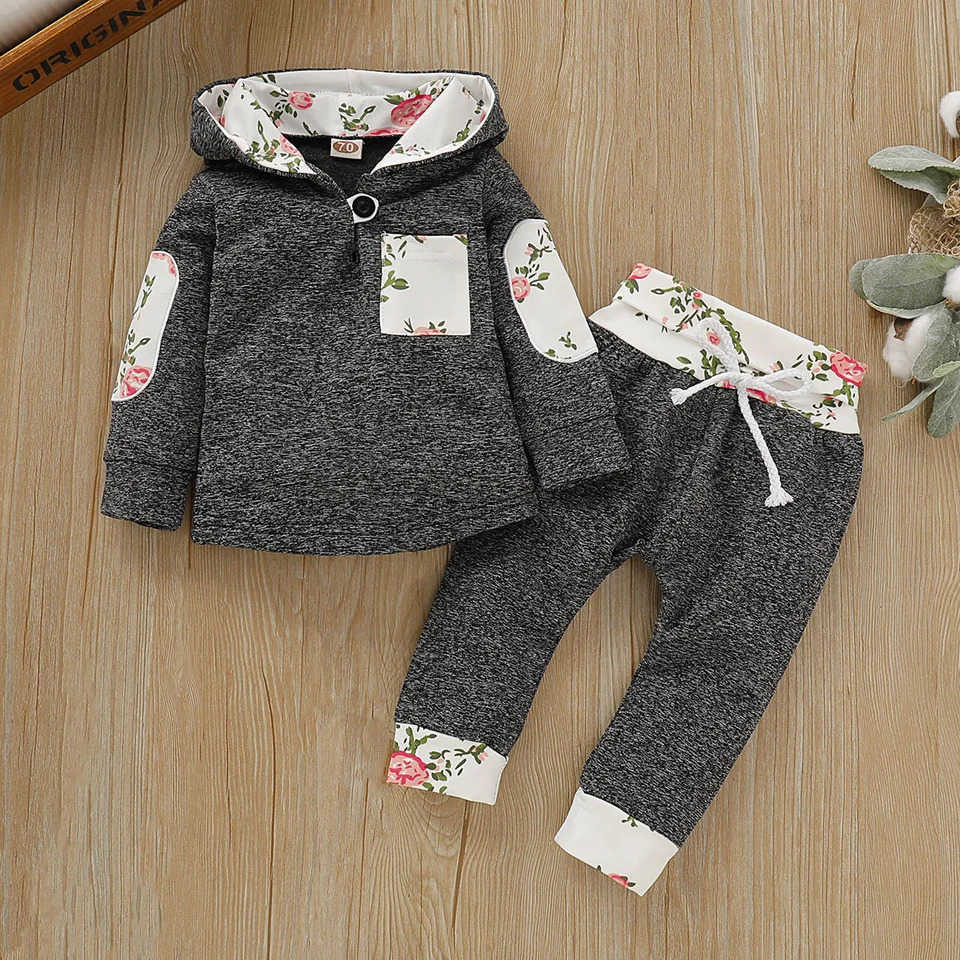 Winter Toddler Boy hoodie Clothes Baby Outfits Little Boys Plaid Spliced Long-sleeved With Pants 2PCS Clothing SetXJ241205