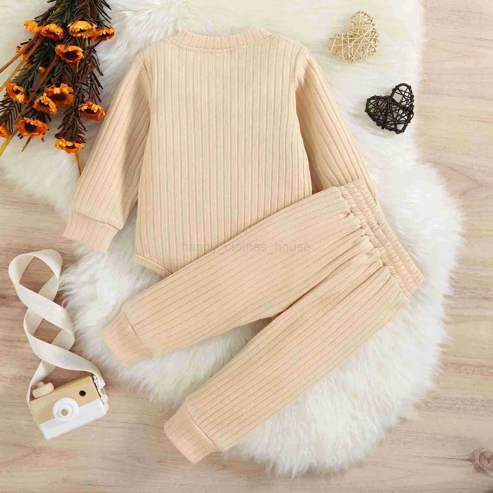 2PCS Autumn Boys And Babies Aged 0-2 Two-Color Towel Embroidery Rainbow Long-Sleeved Suit + Solid Color Pants SetXJ241205