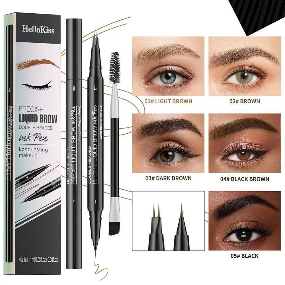 Double headed 2-point eyebrow tattoo pencil waterproof 2-in-1 liquid eyebrow durable natural eyebrow eyeliner W241205