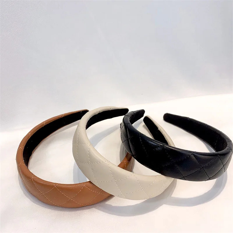 1 diamond shaped wide PU hair clip retro headband simple solid color hair accessory suitable for daily wear by girls and women 241205