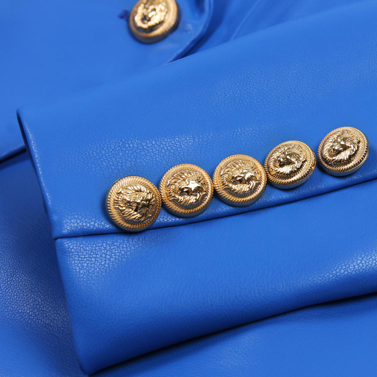 S-3Xl High Quality Fashion New PU Leather Fabric Double Breasted Long Sleeve Slim Fit Commuter Women's Suit Coat Blazer