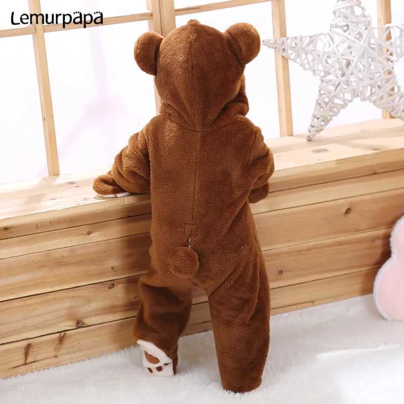 Pajamas Baby Boy Girl Clothes Romper Onesie Newborn Cartoon Bear Costume Funny Rompers Flannel Warm Winter Infant Clothing H241205