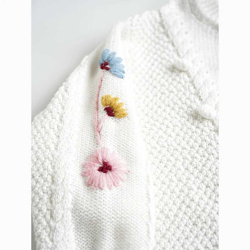 1-6Y Baby Girl Sweater Childrens Embroidery Knitted Long Sleeve Pullover Coat Childrens Clothing Girls Autumn and Winter Clothing W241205
