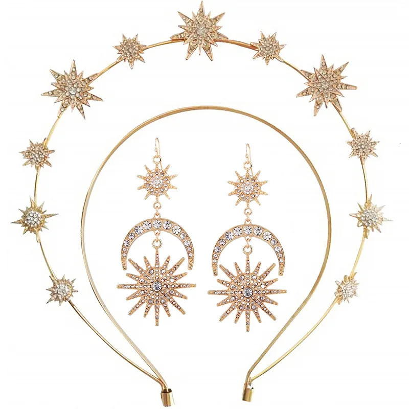 ZANLLOY Fashion Metal Moon And Stars Handmade DIY n Hairband Bridal Crown Wedding Headdress Jewelry 241122