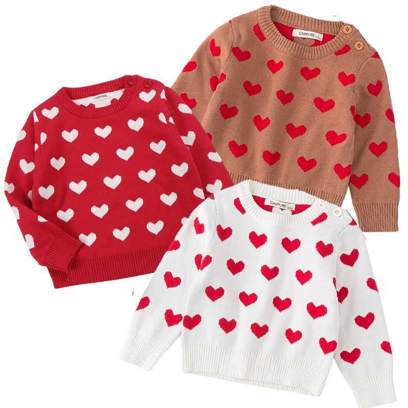 2024 Autumn Spring Baby Girl Sweater Childrens Clothing Cotton Knitted Sweater Baby Cute Heart shaped Sweater W241205