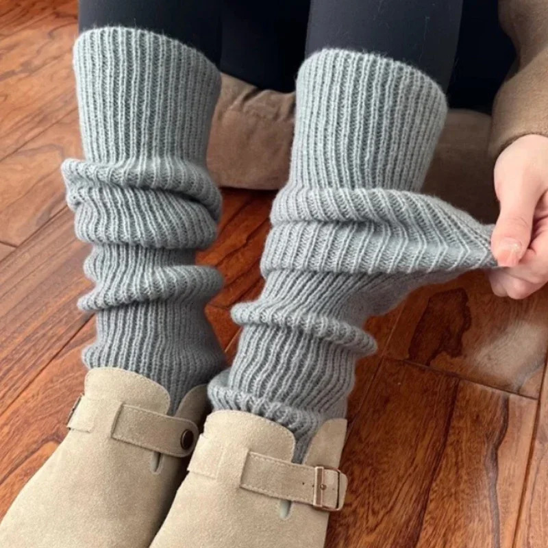 2 Pairs Lolita Leg Warmers 405070cm Women Socks Knitted Warm Foot Cover White Black Warmer Autumn Winter Boot Cuffs Stockings 241204