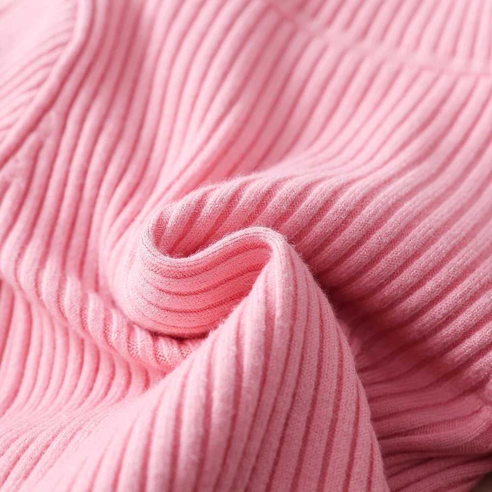 Childrens sweater solid color Pullover 2024 new winter boys and girls turtle neck knitted sweater warm top clothing 4-12 years W241205