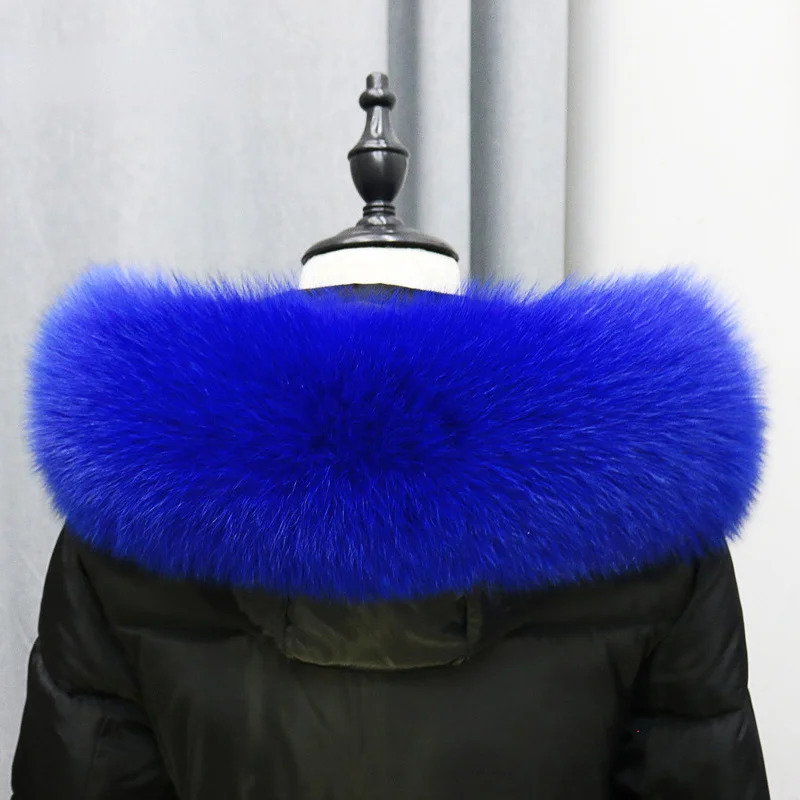 Real fox fur collar winter womens natural fur cover decorative fur coat jacket black scarf shawl 241205