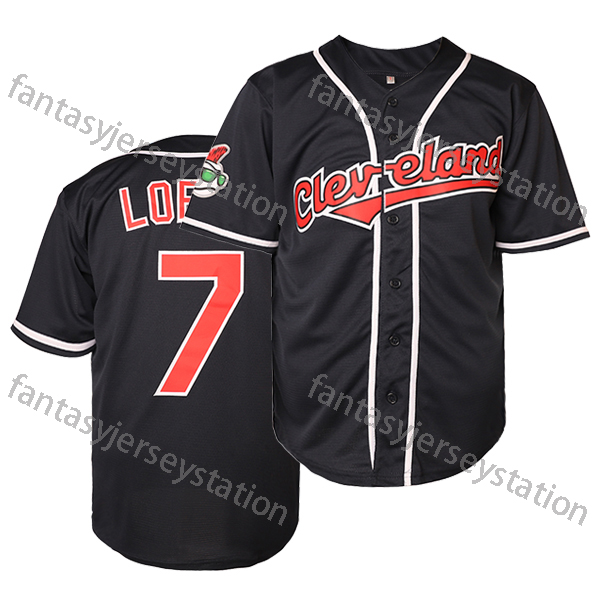 Men's #7 Lofton Blue Embroidered Baseball Jersey - V-Neck, Polyester, Machine Washable - Perfect for Sports & Casual Wear Christmas Day In Stock 