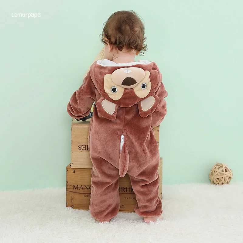 Pajamas Brown Mouse Romper Baby Jumpsuit Boy Girls Winter Outfit Toddlers Halloween Animal Suit Funny Onesie Festival Party Bebe Clothes H241205