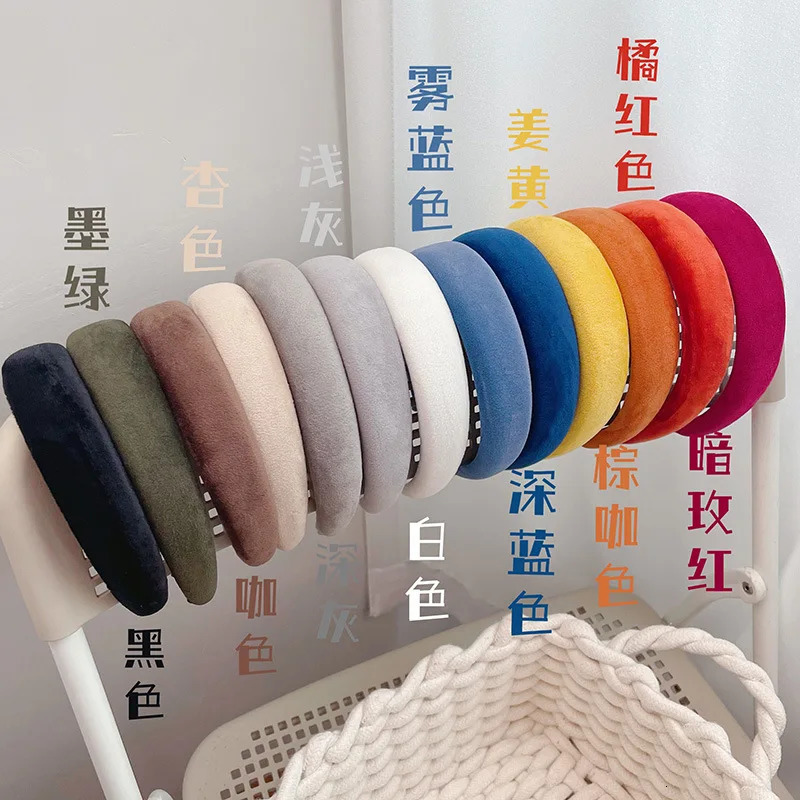 Korean headband solid color sponge womens hair womens hair womens handmade headband hair care accessories 241205