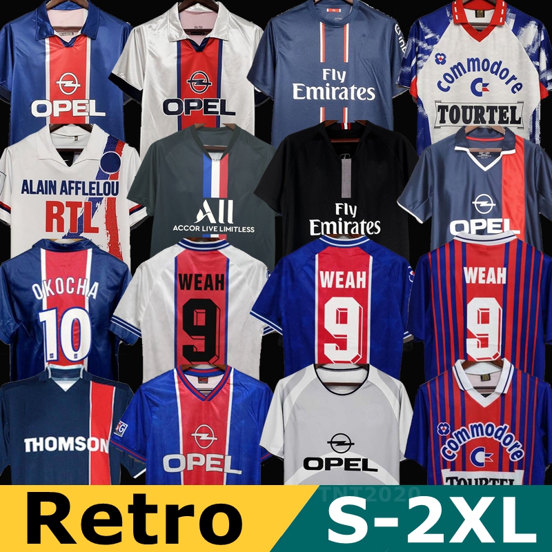 OKOCHA Retro SOCCER JERSEYS 93 94 95 96 LEROY ADAILTON Beckham 98 99 00 01 02 03 90 92 classic RAI ANELKA Ibrahimovic camisas de futebol RONALDINHO SIMONE psgEs