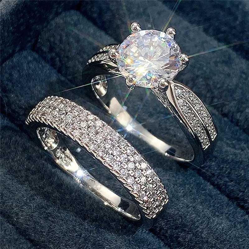 925 sterling silver ring set suitable for women luxurious bright cubic zirconia wedding engagement eternal jewelry gift W241205