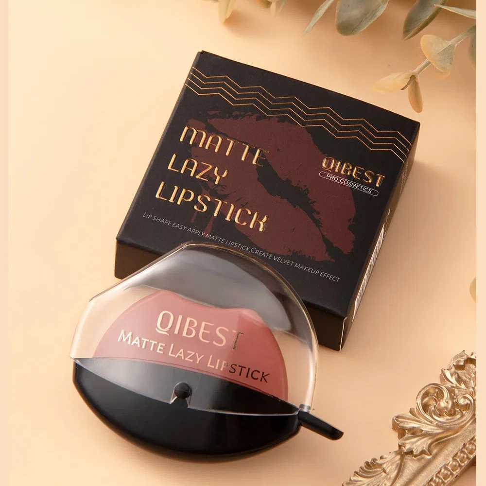 QIBEST Lip-shaped Lipstick Makeup Lazy Lipstick Velvet Matte Moisturizing Lip Gloss Waterproof Non-stick Cup Long Lasting MakeupXJ241205