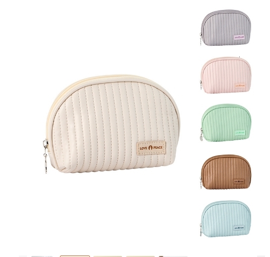 New Cream Cake Makeup Bag PU Large Capacity Waterproof Storage Bag Half Round Handheld Makeup Sorting and Storage Bag #9 swissmilitary