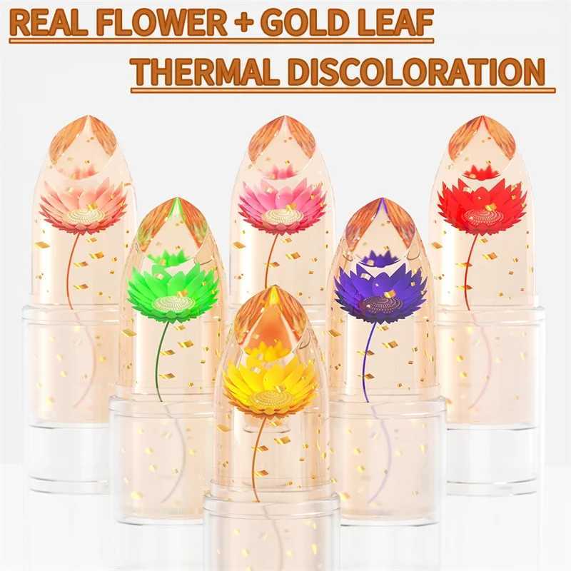Transparent Jelly Flower Lipstick Temperature Color Changing Lip Balm Sexy Lip Gloss Moisturizing Color Change Magic LipstickXJ241205