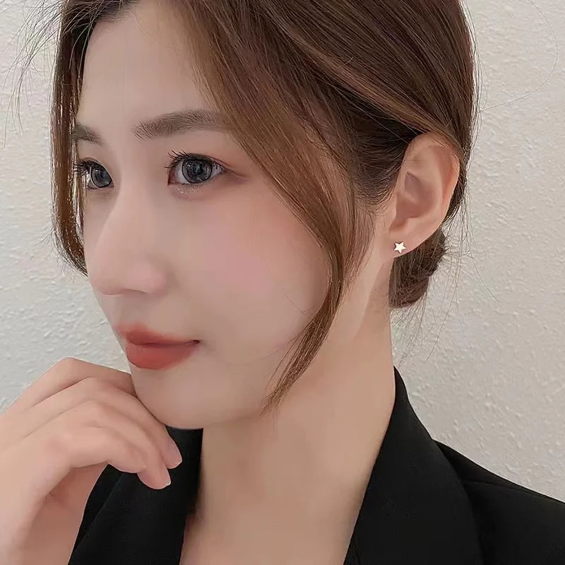 100% genuine 18K gold screw stud earrings pure solid AU750 star earrings suitable for womens exquisite jewelry gifts 241205