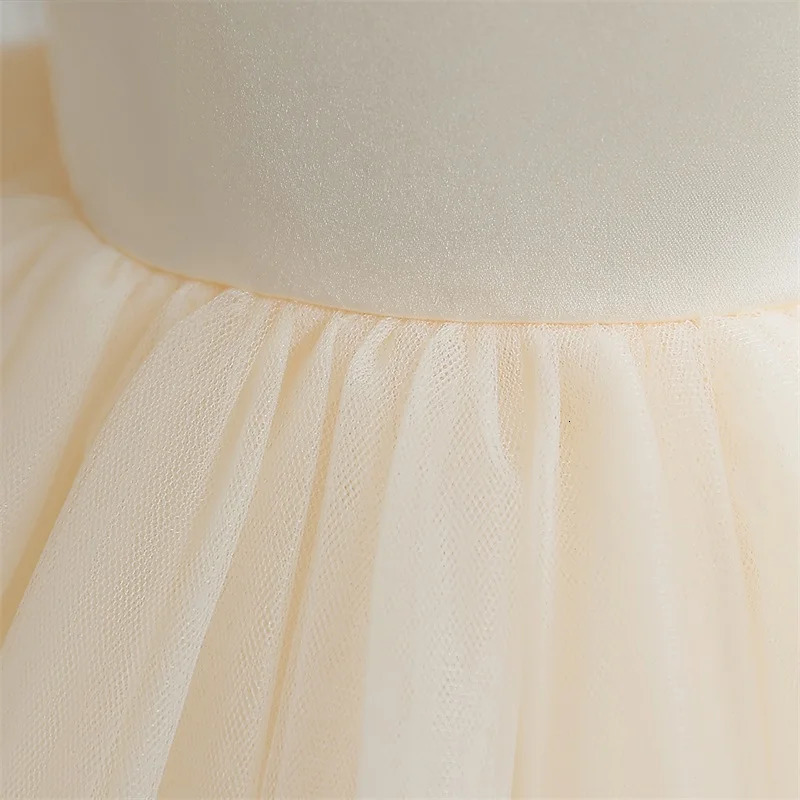 Infant Baby Baptism Dress For Girls Kids Wedding Party Dresses Bow Beaded Tulle Christening Gown Birthday Children Clothes. R250424