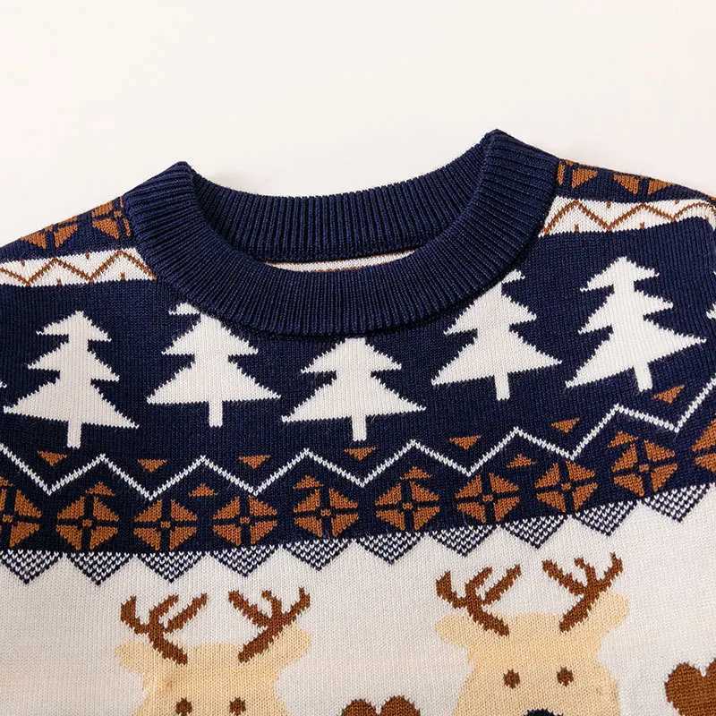 Childrens sweaters with geometric patterns of deer fur for boys and girls autumn and winter Christmas tops for children W241205