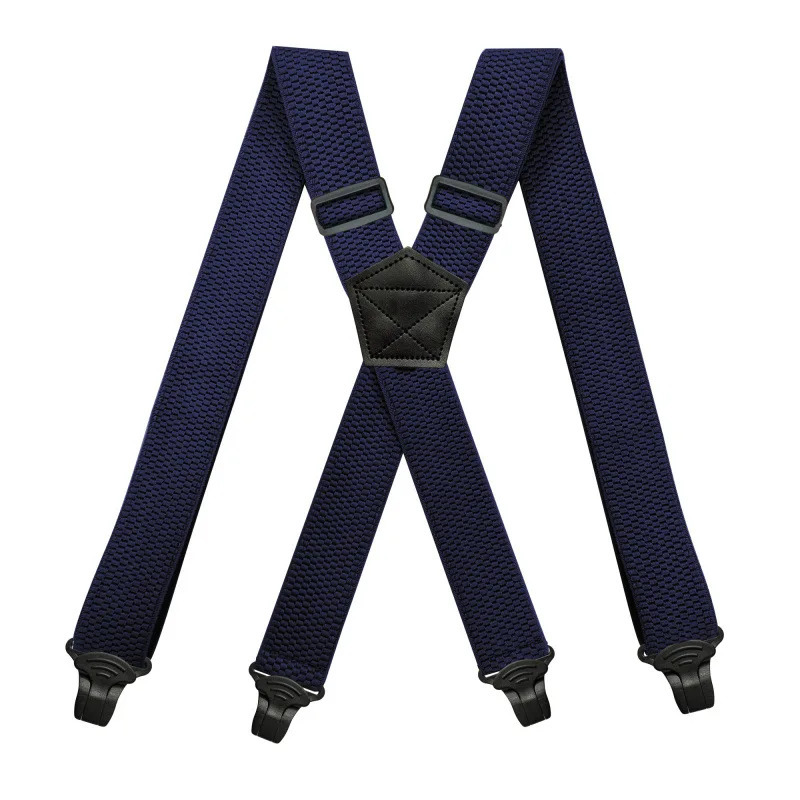 Heavy Duty Work Suspenders for Men 38cm Wide XBack with 4 Plastic Gripper Clasps Adjustable Elastic Trouser Pants BracesBlack 241122