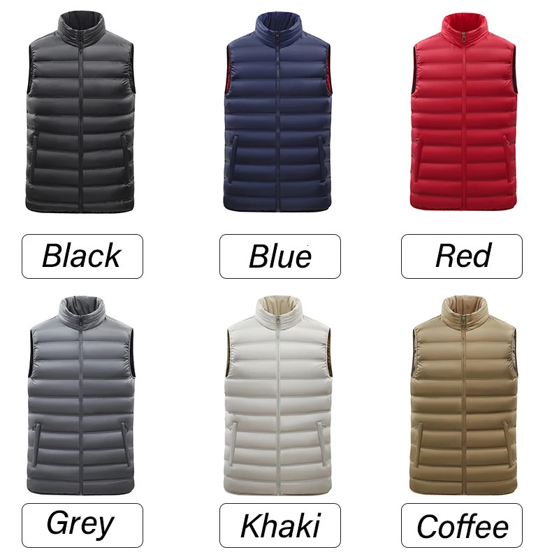 Men Autumn Casual Sleeveless Vests Jacket Mens Winter Warm Thicken Waistcoat Fashion Waterproof Outwear Vest Jackets Male 241204
