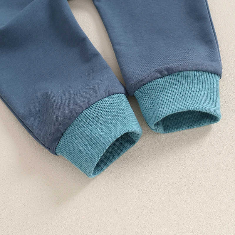 Toddler Boys Girls Tracksuit Outfit Contrast Color Long Sleeve Round Neck Sweatshirt Elastic Waist Trousers 2Pcs Sports SetXJ241205