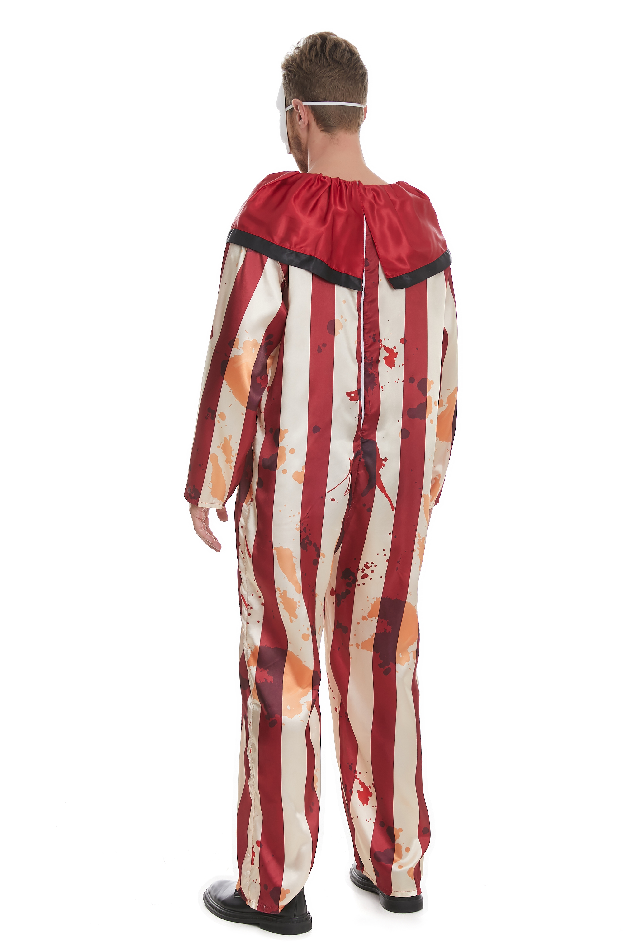 Scary Adult Clown Two-Piece Set with Jumpsuit and Matching Mask - Code Y18405